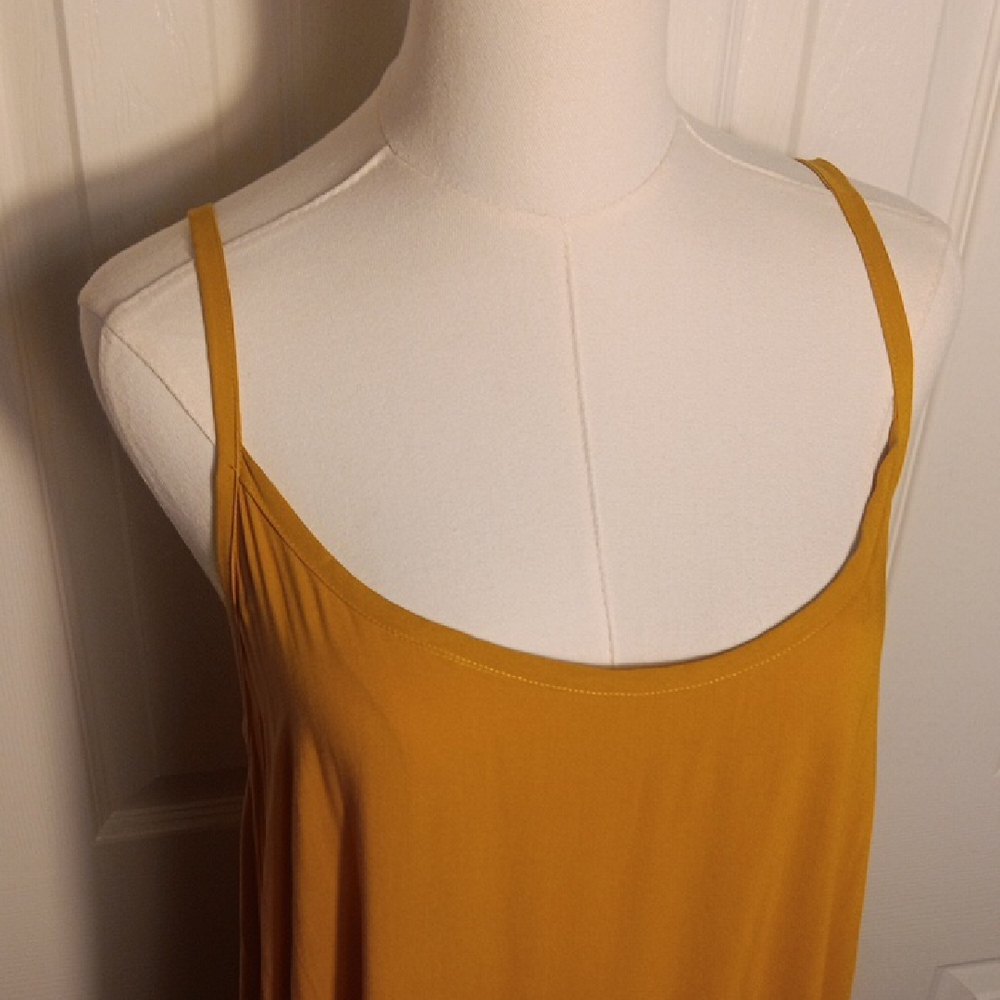 Wanderlust Low Back Cobra Dress With Ruffle Bottom In Mustard Gold - Picture 7 of 12